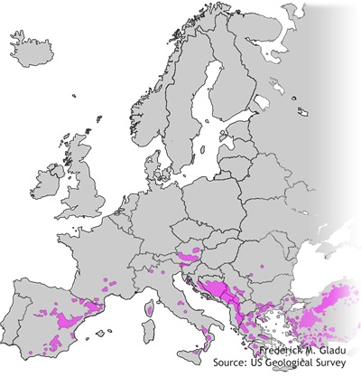 Aire de répartition naturelle du pin noir d'Autriche